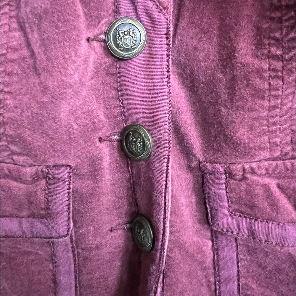 Free People Chic 3 Button Silk Lined Burgundy Sueded Blazer - Picture 3 of 8